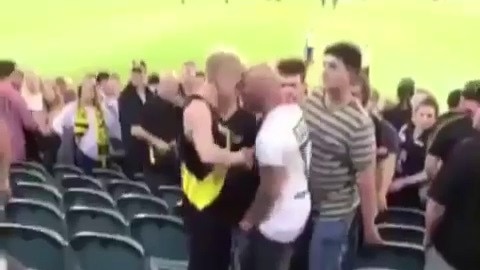 The AFL's season opener was been marred by an ugly brawl between footy fans.