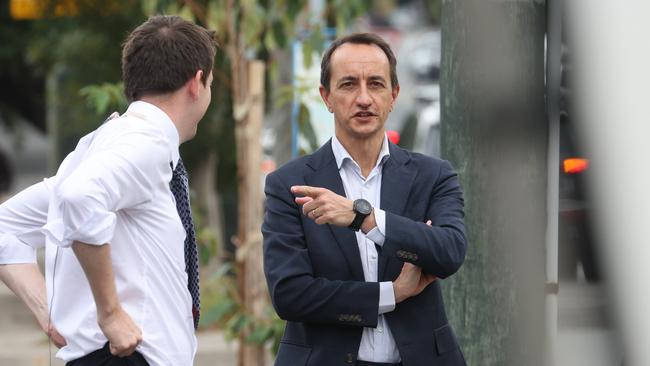 Dave Sharma at the scene of the Woollahra attack. Picture: Rohan Kelly