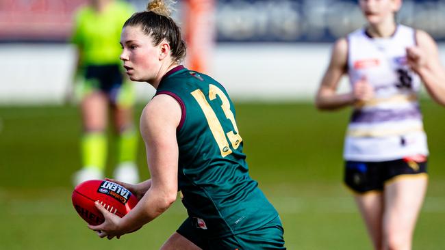 Coates Talent League, Tasmania Devils vs Murray Bushrangers. Lucy Thompson of Tasmania Devils. Picture: Linda Higginson/AFL Tasmania