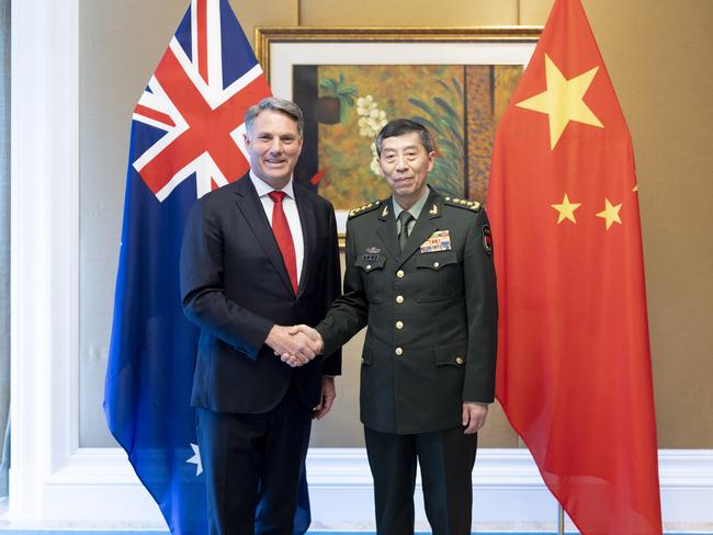 Deputy Prime Minister and Minister for Defence, the Hon Richard Marles MP, met with General Li Shangfu, Minister of Defence, China during the Shangri-La Dialogue in Singapore, on 3 June 2023. *** Local Caption *** Deputy Prime Minister and Minister for Defence, the Hon Richard Marles MP, attended the 20th Shangri-La Dialogue in Singapore on 2-4 June 2023. The International Institute for Strategic Studiesâ€™ (IISS) Shangri-La Dialogue is the largest regional security dialogue in the Indo-Pacific, attended by high-level representatives from across the Indo- Pacific and Europe, including around 30 defence ministers, as well as major international defence industry companies and leading academics. The Deputy Prime Minister attended the forum with Prime Minister, the Hon Anthony Albanese MP, the Secretary of Defence, Mr Greg Moriarty and the Chief of the Defence Force, General Angus Campbell. Deputy Prime Minister Marles then travelled to Indonesia, Vanuatu, and Kiribati for high-level talks with his counterparts.