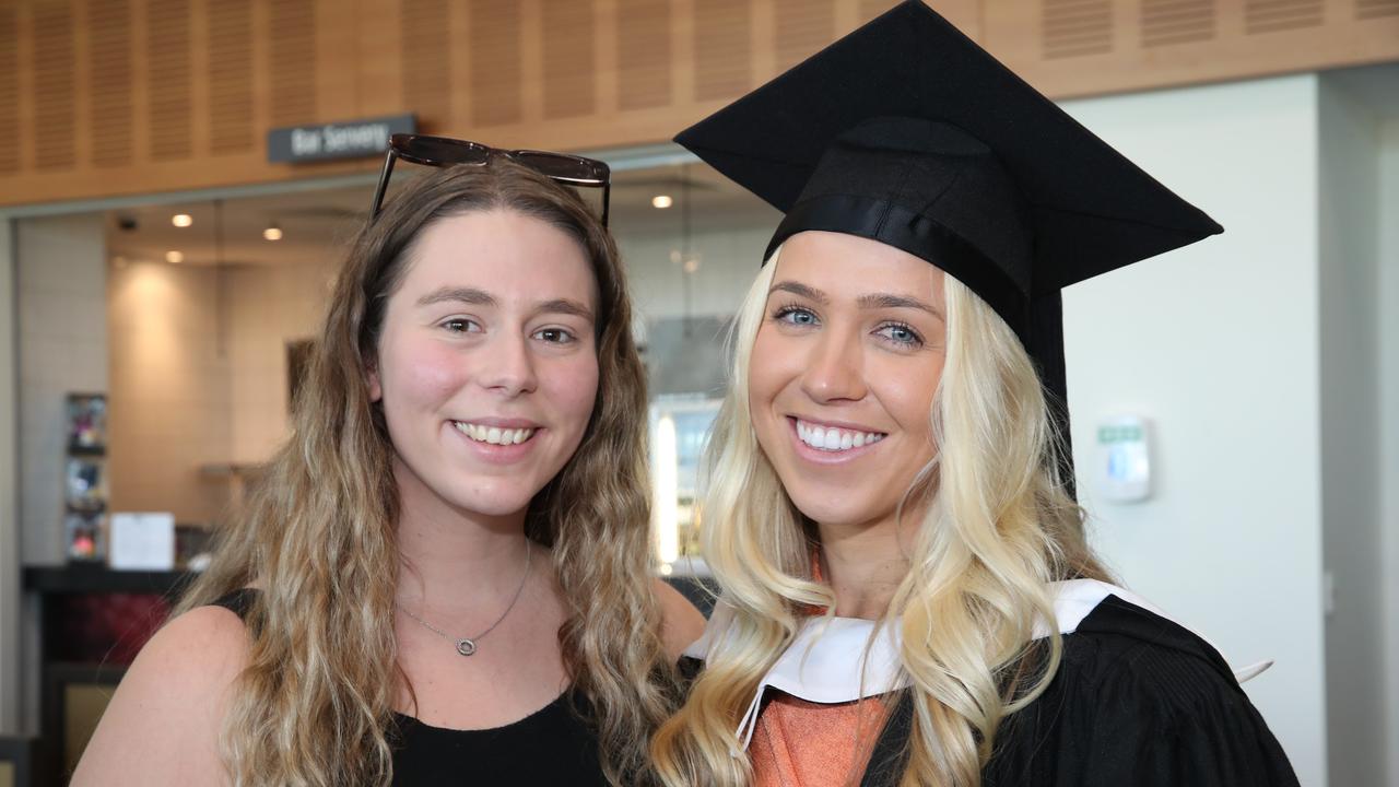 Griffith business school graduation at Gold Coast Convention Centre. Makayla Lyons and Brooke Taylor. Picture Glenn Hampson