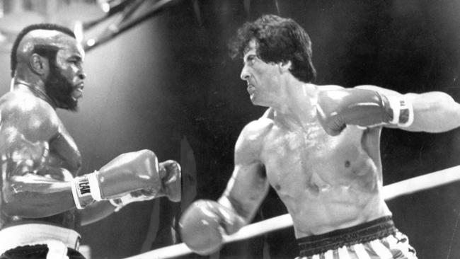 Sylvester Stallone in Rocky III fighting Mr T. Picture: Supplied