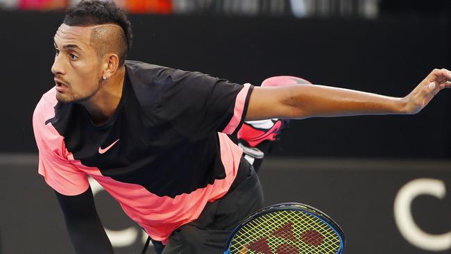 Nick Kyrgios is on song early against Troicki. Picture: Michael Klein