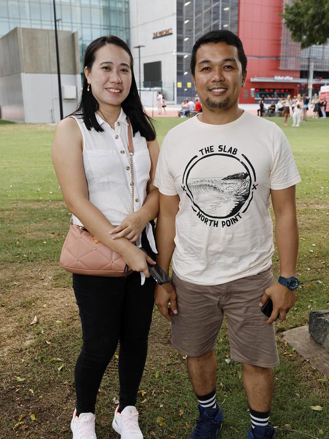 Carene Cabonita and Rodel Albarracin at the Ed Sheeran concert at Suncorp Stadium. Picture: Josh Woning
