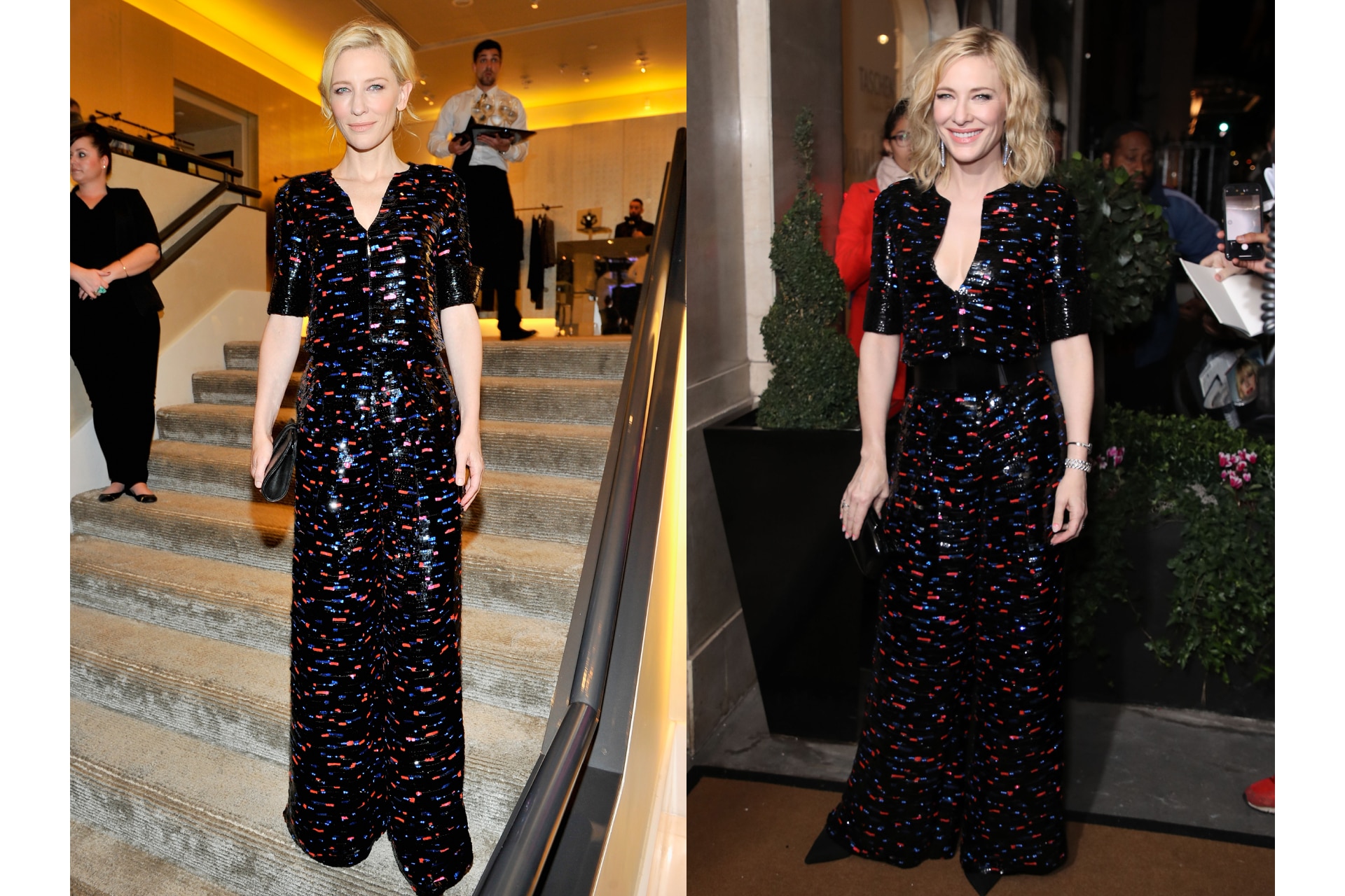 <p><b>Armani Priv&eacute; at a 2014 Giorgio Armani Event and the 2019 <em>Harper's Bazaar</em> Women of the Year Awards</b></p><p>Oh, the versatility of a zippered jumpsuit! Blanchett first wore it with a higher neckline, and the next time she opted for a belt to cinch the waist and a lower neckline that hinted at the lace underneath (an early advocate of the <a href="https://www.vogue.com.au/fashion/trends/exposed-bra-trend-2023/news-story/56ffafc22450b00d71c58e6065bc90c7">exposed bra</a> trend, perhaps).</p>