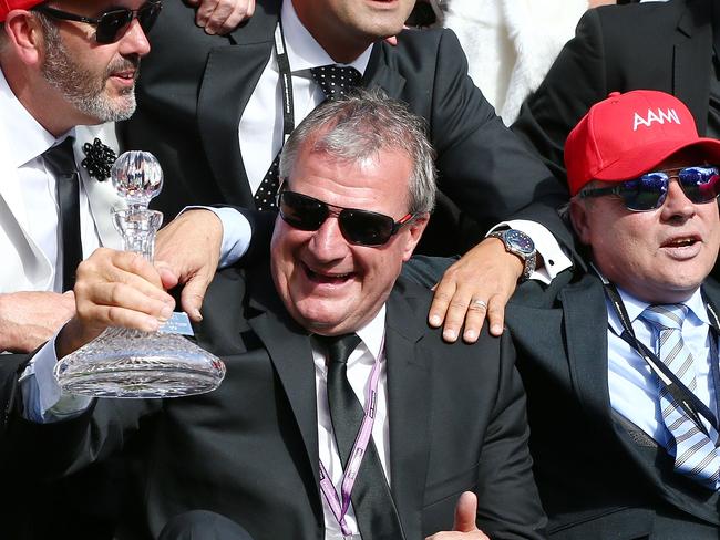 Weir celebrates after winning the VRC Derby with Extra Brut last November.