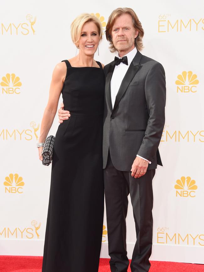 Felicity Huffman and William H. Macy attend the 66th Annual Primetime Emmy Awards.