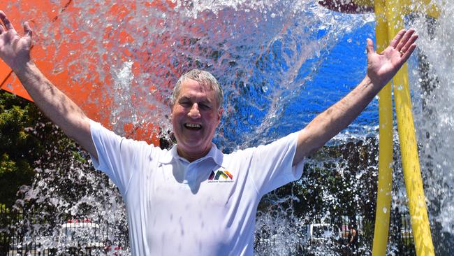 Mackay Regional Council Mayor Greg Williamson at the opening of the new interactive play area at the Bluewater Lagoon in October, 2020. Picture: Zizi Averill