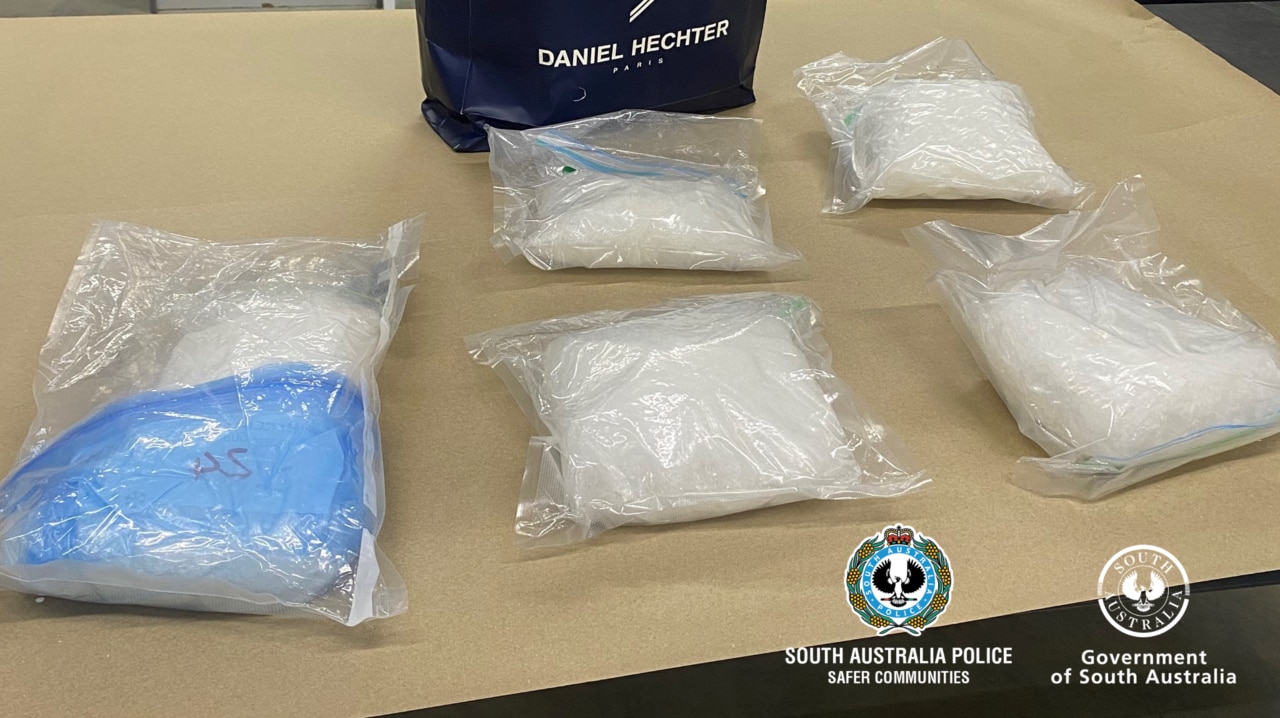 SA Police released photos of 10kg of meth seized as part of an investigation into a Descendants bikie.