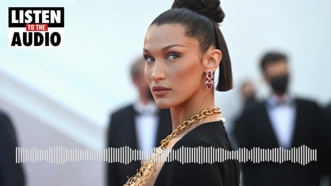 Bella Hadid Goes Topless Behind A Massive Polka Dot Louis Vuitton