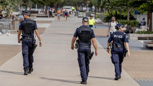 Police officers patrolling Surfers Paradise earlier this year. Picture: Jerad Williams