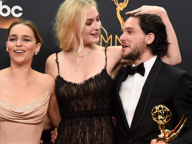 He claimed the cast weren’t paid well unless they were one of the stars. Pictured Emilia Clarke, Sophie Turner and Kit Harington. Picture: Frazer Harrison