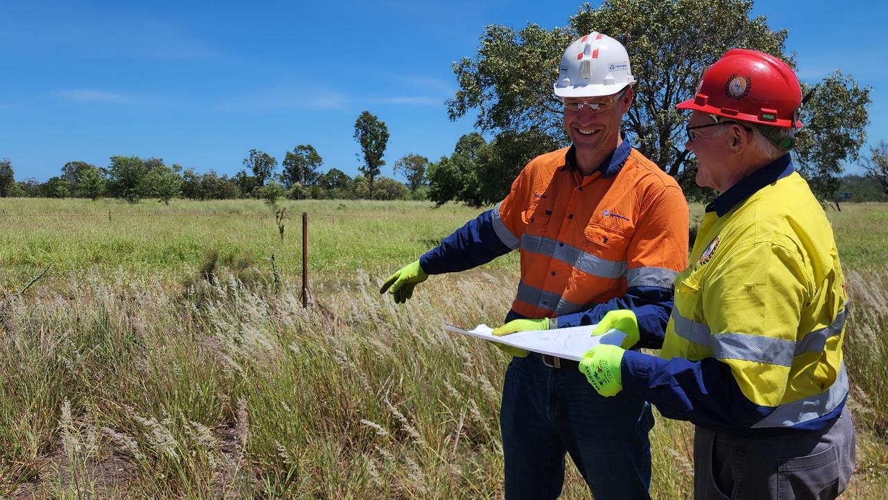 Malcolm Smyth and Tim Jackson at the Queensland Mines Rescue Service Moranbah training centre site. Photo: Contributed