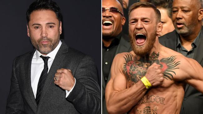 (L-R) Boxing legend Oscar De La Hoya wants a crack at Conor McGregor.