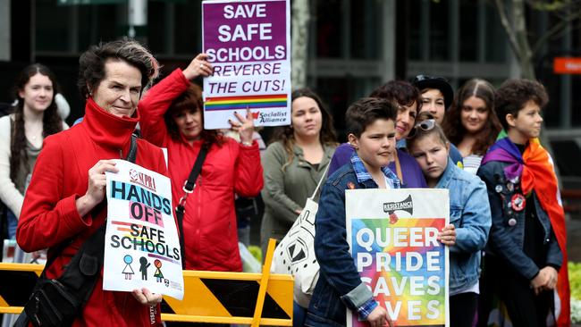 A rally to support Safe Schools after NSW member Damien Tudehope tabled a petition with 17000 signatures against it. (Pic: Jane Dempster/The Australian)