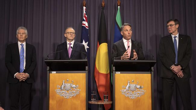 Stephen Smith, Anthony Albanese, Richard Marles and Angus Houston. Picture: NCA NewsWire / Gary Ramage