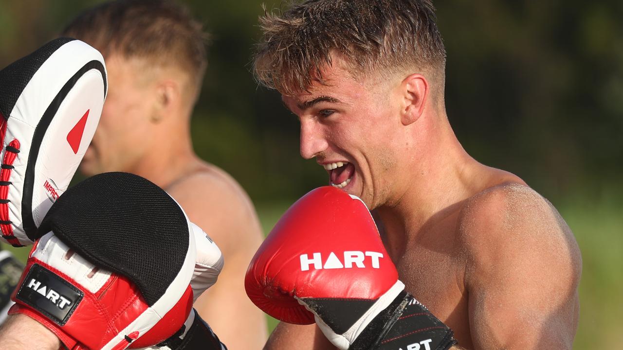 Matt Guelfi takes part in a boxing session.