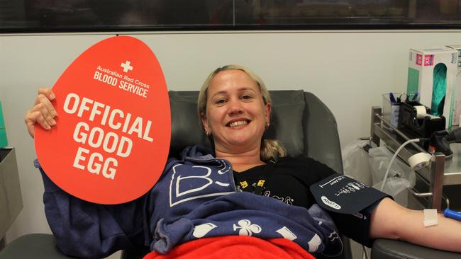 Kerrie Lucas donating blood for the Red Cross.