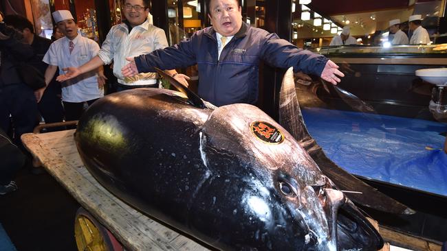 The giant tuna will be sold at Mr Kimura’s chain store in Tokyo. Picture: Kazuhiro NOGI / AFP