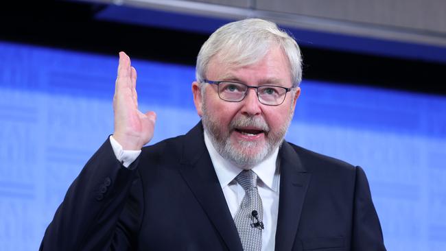 Former Prime Minister Kevin Rudd at the National Press Club in Canberra. Picture: NCA NewsWire / Gary Ramage