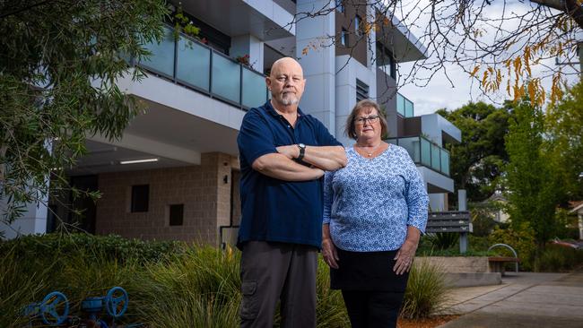 Peter and Angela Collins are living in a cladding nightmare. Picture: Jake Nowakowski