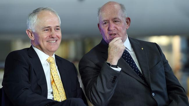 Malcolm Turnbull and Sir Peter Cosgrove in 2016. Picture: AFP