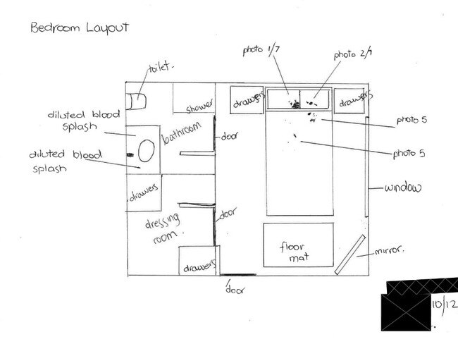 Drawing of the victim's bedroom tendered to the court