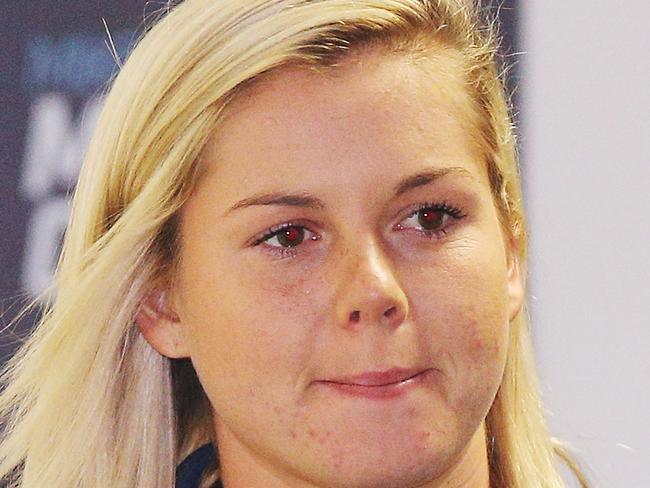 MELBOURNE, AUSTRALIA - MARCH 20:  Katie Brennan attends the AFLW tribunal at AFL House on March 20, 2018 in Melbourne, Australia.  (Photo by Michael Dodge/Getty Images)