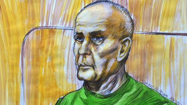 An artist's impression of former Sydney school teacher Chris Dawson in court on Monday. Picture: NCA NewsWire / Vincent de Gouw