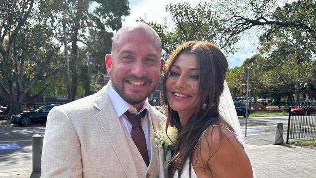 Mary-Anne Cutajar, who was killed when a piece of metal flew from a truck and smashed into her car, with Daniel Cutajar on their wedding day this year. Picture: Facebook