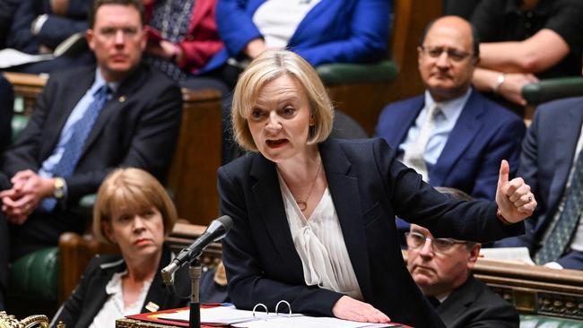 Liz Truss attempts to rally her backbenchers at prime minister’s questions on Wednesday by insisting she was a ‘fighter not a quitter’. Picture: AFP