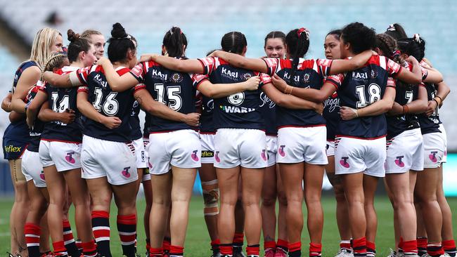 The Roosters huddle in October. Picture: Getty Images