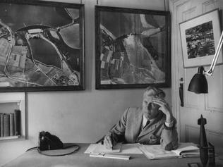 English inventor Barnes Wallis in his study in 1945. Central Press Photo.