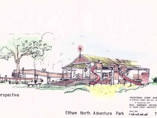 The original plans of the Eltham North Adventure Playground.