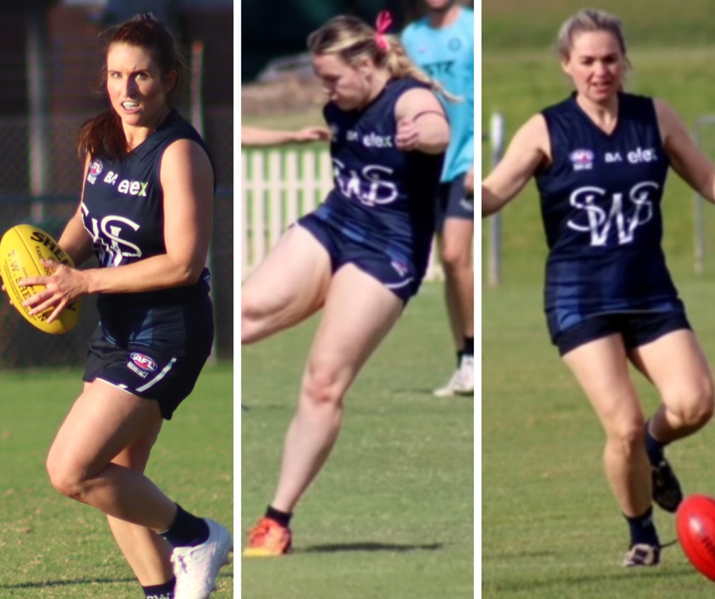 Laura Allsopp, Kasee McIlvenny and Sharon Freeman of the South West Sydney Blues. Pictures: Contributed