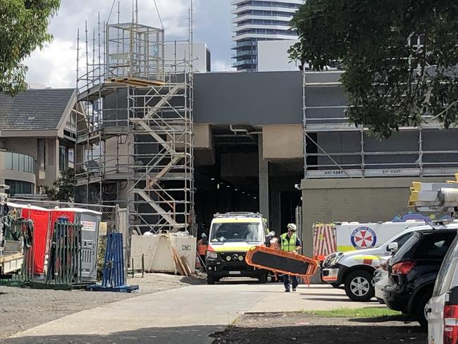 Paramedics at the construction site on Tuesday, January 5. Picture: Madeline Crittenden