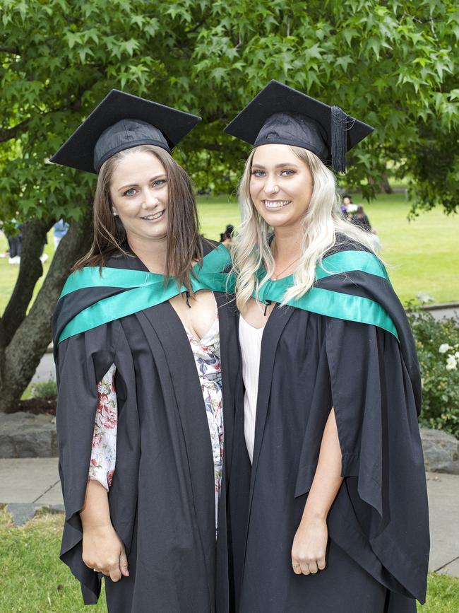 Kylie Beveridge and Lauren Horn at the UTAS Graduation at Launceston. PICTURE CHRIS KIDD
