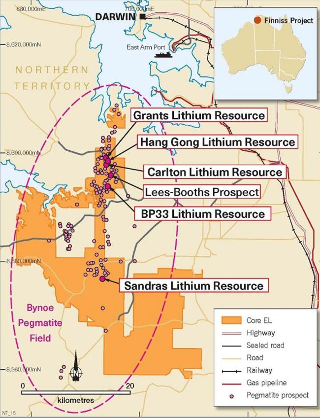 Core Lithium Finniss Project map.