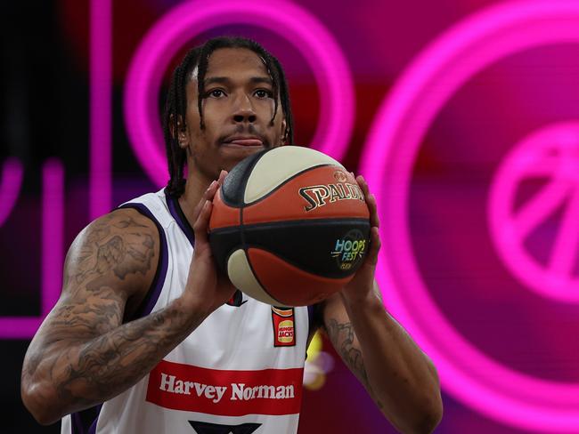 PERTH, AUSTRALIA - SEPTEMBER 22: Jaylen Adams of the Kings shoots a free throw during the round one NBL match between Adelaide 36ers and Sydney Kings at RAC Arena, on September 22, 2024, in Perth, Australia. (Photo by Will Russell/Getty Images)