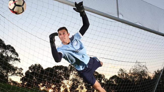 Young Sydney FC soccer player and goalie Adam Pavlesic played a vital role for the Joeys in their third game of the World Cup. Pic: Robert Pozo.