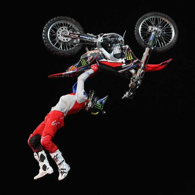 Nitro Circus at Kardinia Park on March 7, 2022. Stunts, crowd reactions, fireworks, plenty of colour. Picture: Mark Wilson