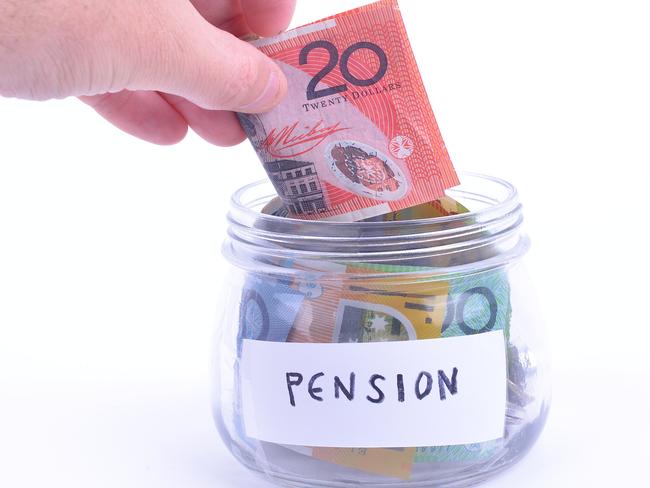 A glass jar full of Australian money, pension, generic