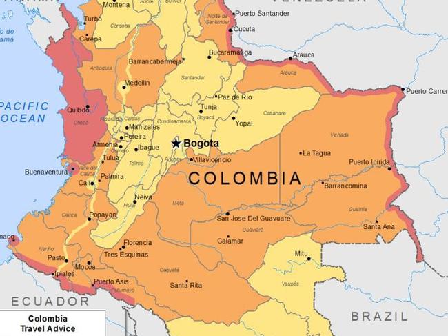 Warnings in Colombia by area. Source: DFAT