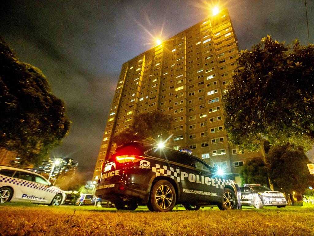 There has been a significant police presence at the towers since the weekend. Picture: Tim Carrafa