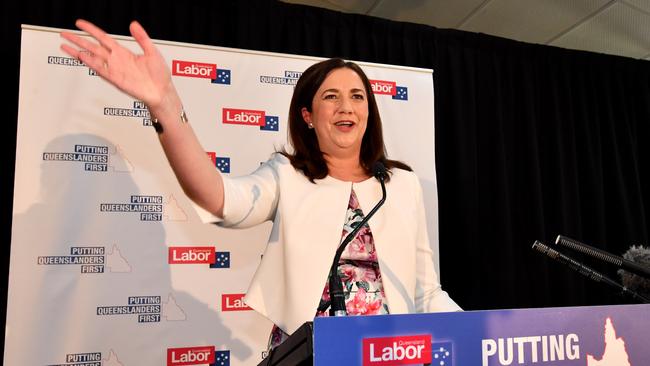 Queensland Premier Annastacia Palaszczuk at a bowls club at Darra after visiting Government House this morning. Picture: Darren England/AAP