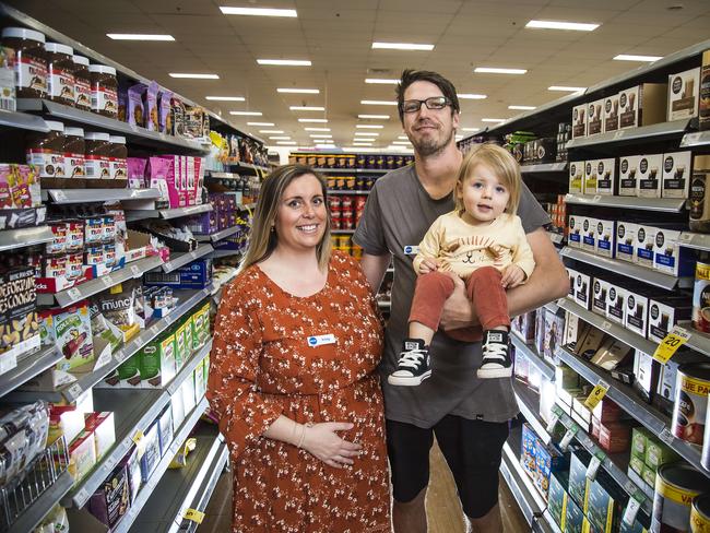 Kristy and Chris Veale with son Marlin, aged two, at Big W Erina Fair. Picture: NCA NewsWire / Troy Snook