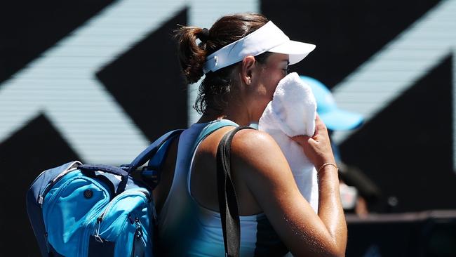 Garbine Muguruza talked a big game before the tournament but couldn’t get out of the second round. Picture: Mark Metcalfe/Getty