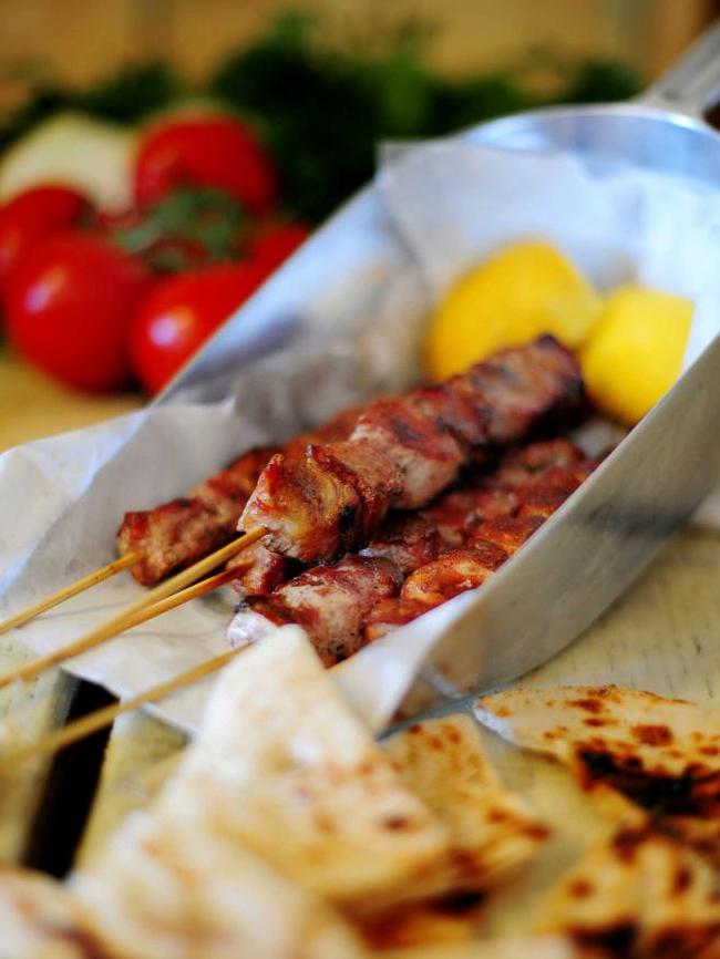 Pork was the protein of choice in the original Greek souvlakia. Photo: Sylvia Gabrel Photography