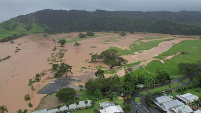 Drone footage captures the extent of flooding near Daintree Village. Picture: Vincent O'Flaherty