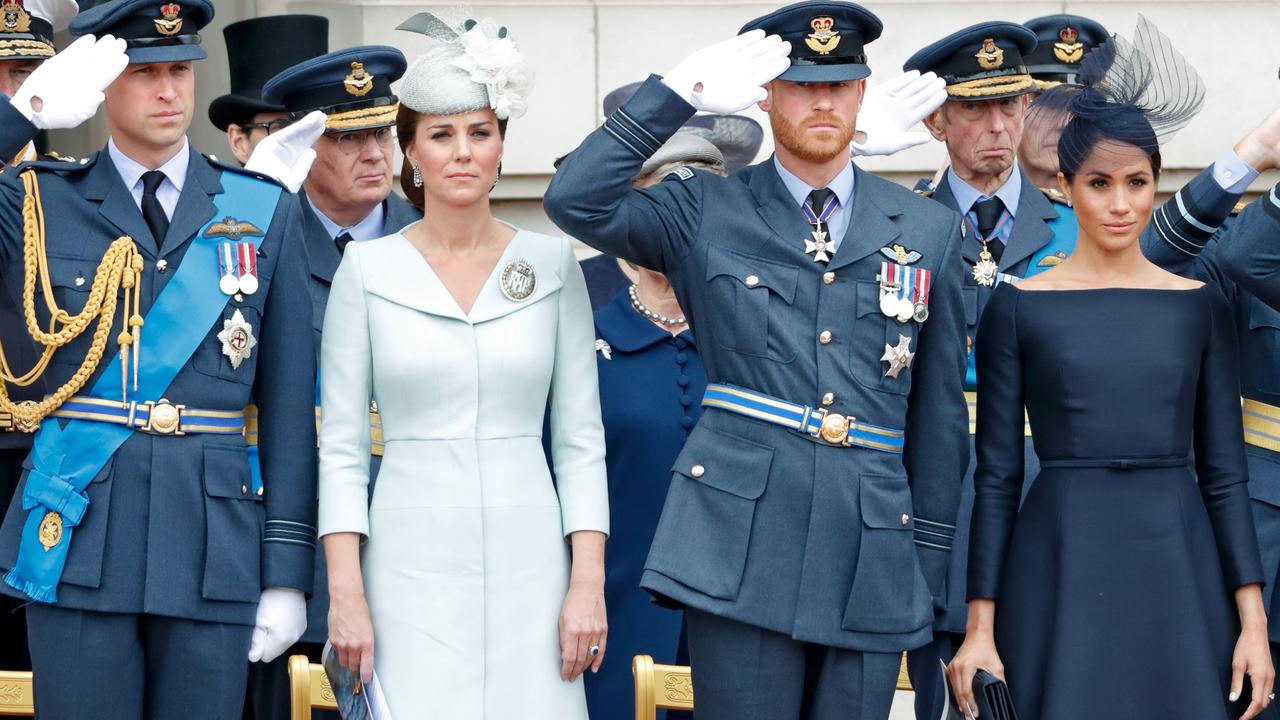 From left, Prince William, Princess Catherine, Prince Harry and Meghan, Duchess of Sussex on July 10, 2018 in London, England. Picture: Getty Images